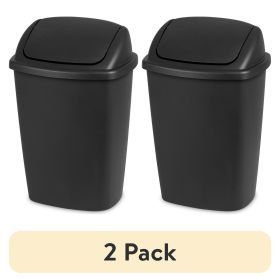 (2 pack) Kitchen Trash Can, 7.5 Gallon Plastic Garbage Bin with Swing Top Lid, Black