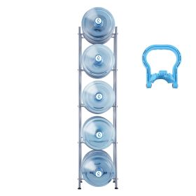 5 Tiers Water Jug Holder, 5 Gallon Water Bottle Holder, Single Row Water Bottle Rack for 5 Bottles, Heavy Duty Water Jug Rack for Kitchen, Office